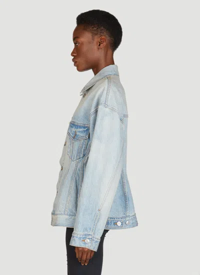 Balenciaga Hourglass Denim Jacket In Blue