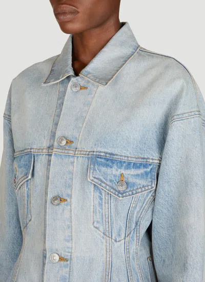 Balenciaga Hourglass Denim Jacket In Blue