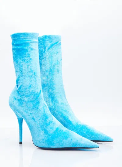 Balenciaga Pointed Short Boots In Blue