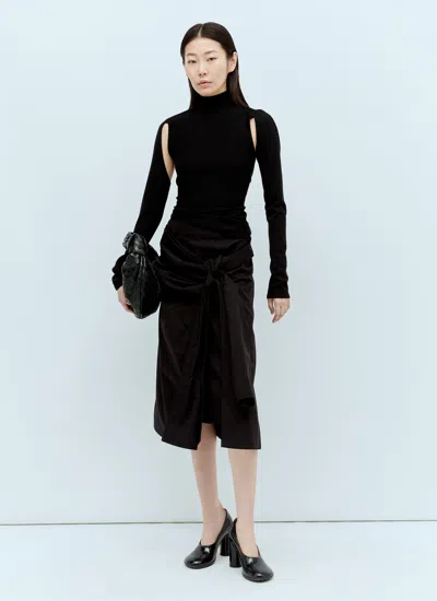 Bottega Veneta Knotted Midi Skirt In Black