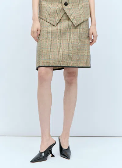 Bottega Veneta Prince Of Wales Midi Skirt In Cream