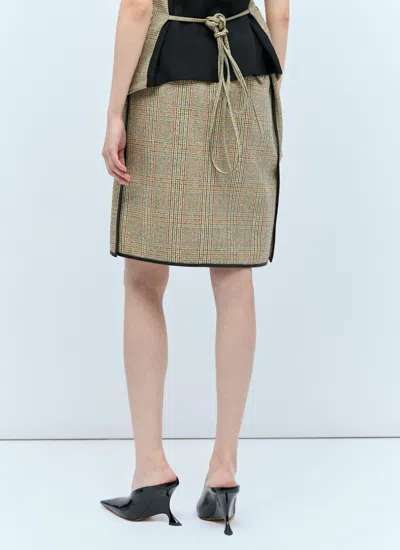 Bottega Veneta Prince Of Wales Midi Skirt In Cream