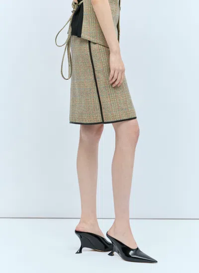 Bottega Veneta Prince Of Wales Midi Skirt In Cream