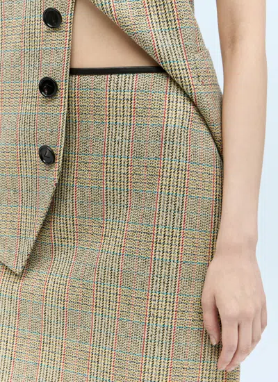 Bottega Veneta Prince Of Wales Midi Skirt In Cream