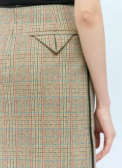 Bottega Veneta Prince Of Wales Midi Skirt In Cream