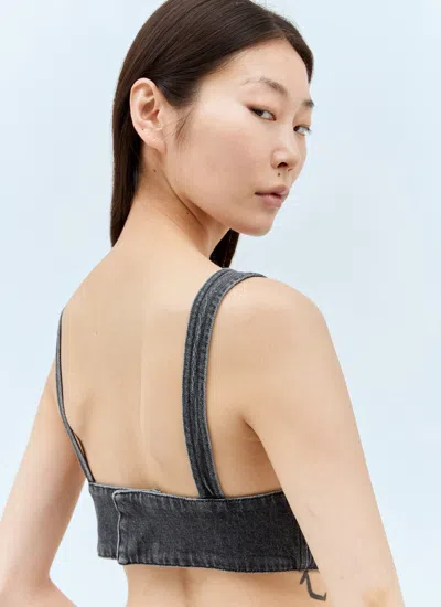 Diesel Women De-ellys-s Denim Crop Top In Gray