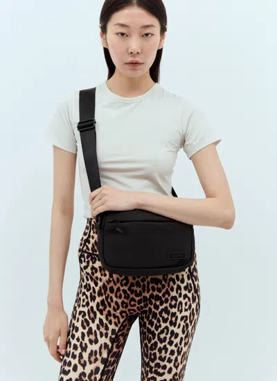 Ganni Small Recycled Tech Shoulder Bag In Black