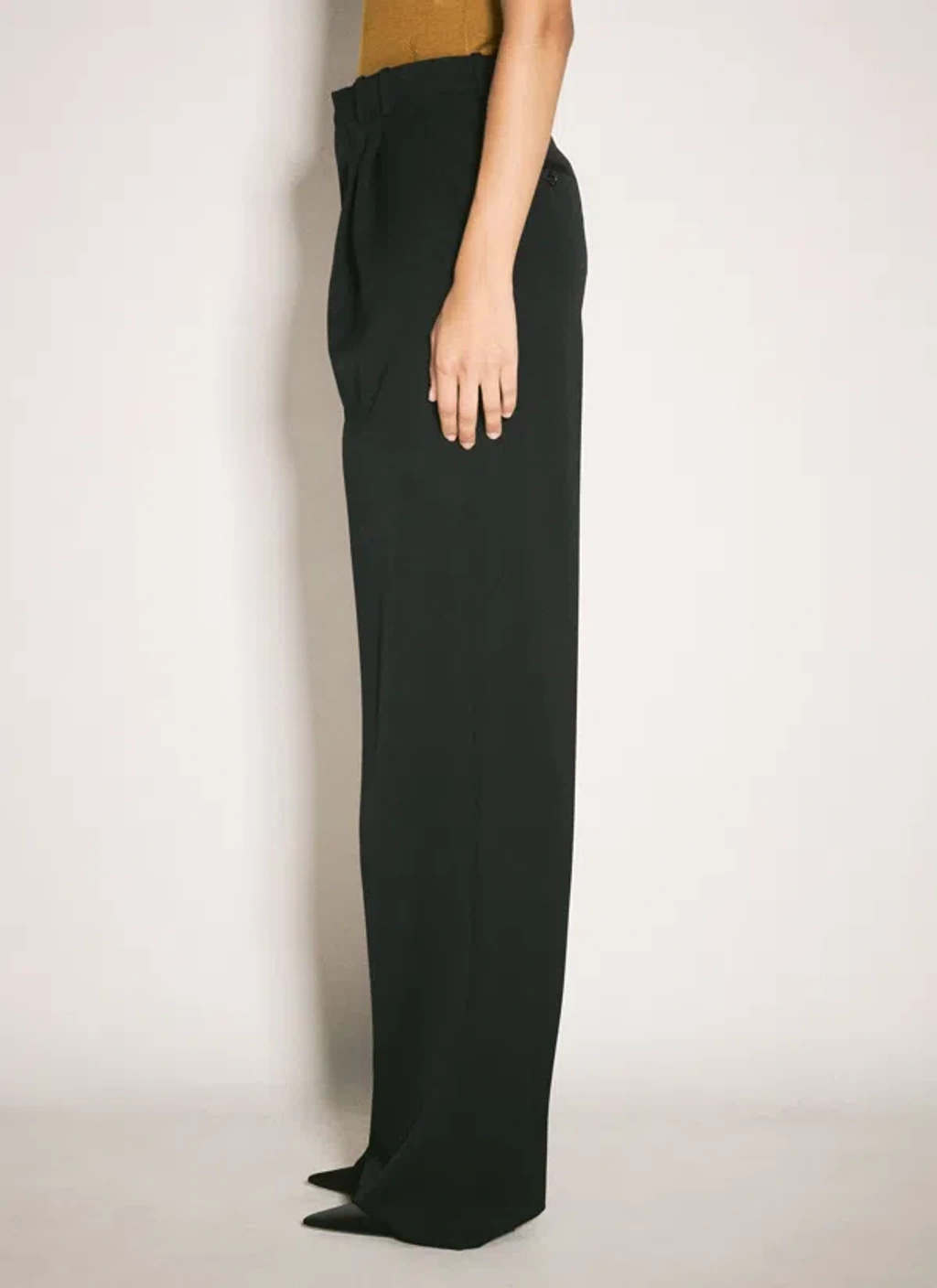 Saint Laurent Black Satin Wide-leg Pant | ModeSens