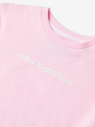 New Balance Girls Floral Trainers Back Graphics T-shirt In Pink