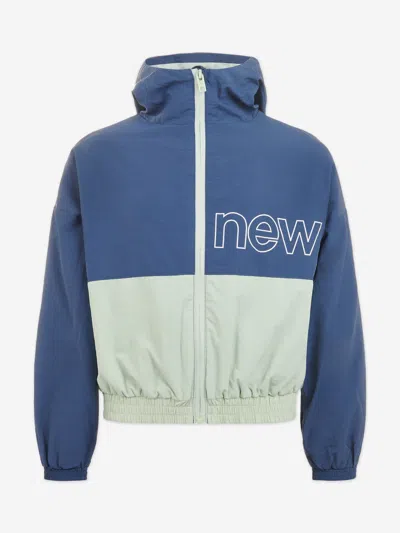 New Balance Girls Athletics Mesh Lined Windbreaker In Blue