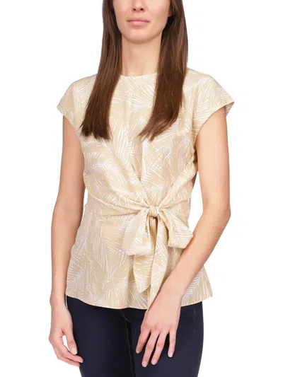 Kors Michael Kors Womens Floral Print V-neck Blouse In Gold