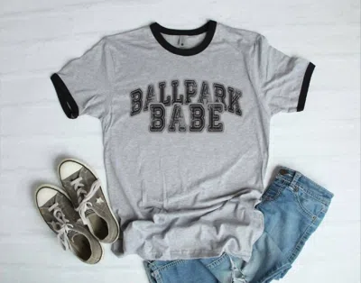 She Shed Ballpark Babe Baseball Tee In Grey In Grey