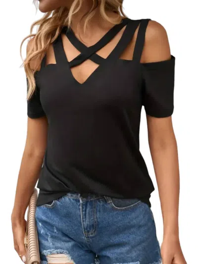 Shiying Off The Shoulder Strappy Top In Black In Black