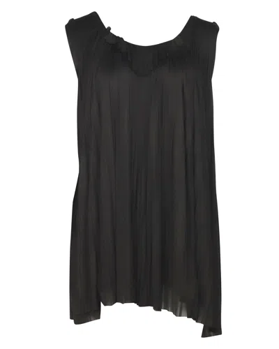 Vera Wang Sleeveless Micro-pleated Top In Black Viscose In Black