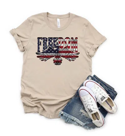 Exclusive Thredz Freedom Flag/eagle Tee In Beige In Beige
