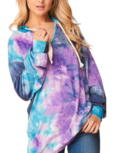 Rousseau Tiedye Brushed Bubble Sleeve Hoodie In Purple In Purple
