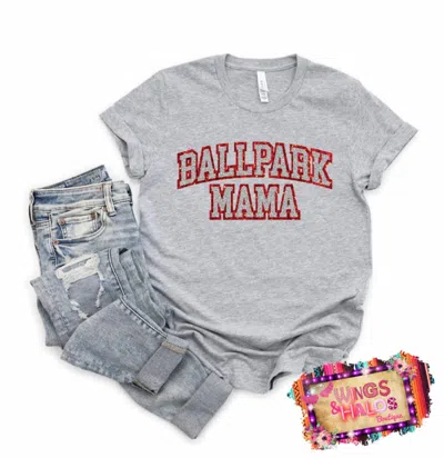 She Shed Ballpark Mama Glitter Tee In Grey In Grey