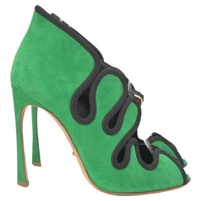 Sergio Rossi Lagoon Cut Out Pumps In Green Suede In Green