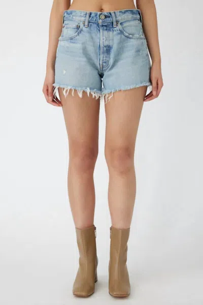 Moussy Fairlawn High Waist Cutoff Denim Shorts In Blue