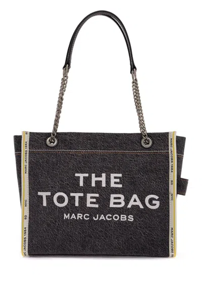 Shop Marc Jacobs The Denim Chain Medium Tote Bag - In Black