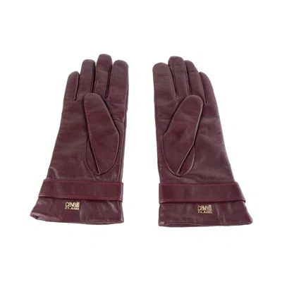 Shop Cavalli Class Elegant Lambskin Leather Gloves In Women's Red