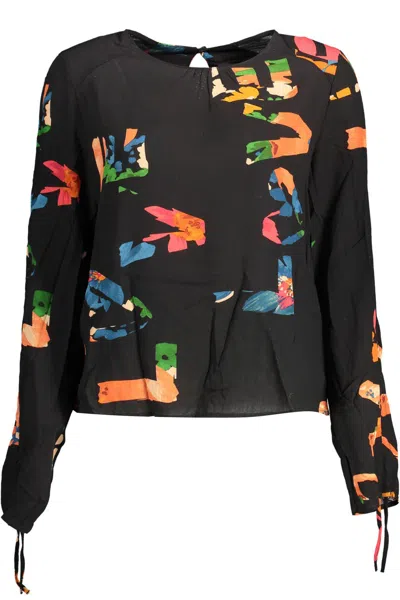 Desigual Black Viscose Sweater In Black