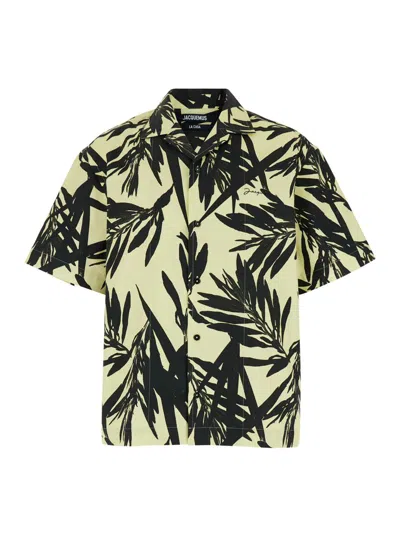 Shop Jacquemus 'la Chemise Jean' Multicolor Bowling Shirt With Palm Print In Cotton Man