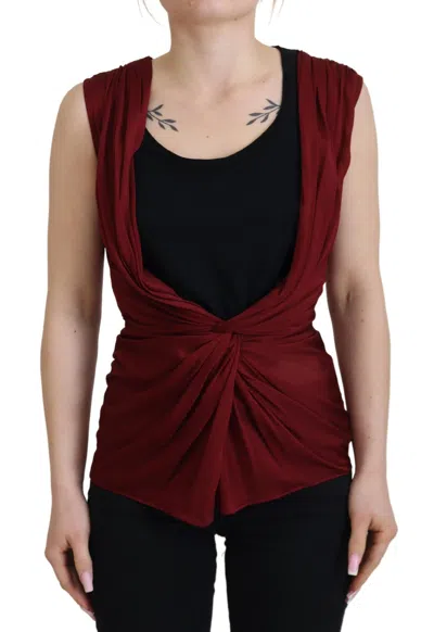 Dolce & Gabbana Bordeaux Silk Stretch Top Vest Blouse In Bordeaux
