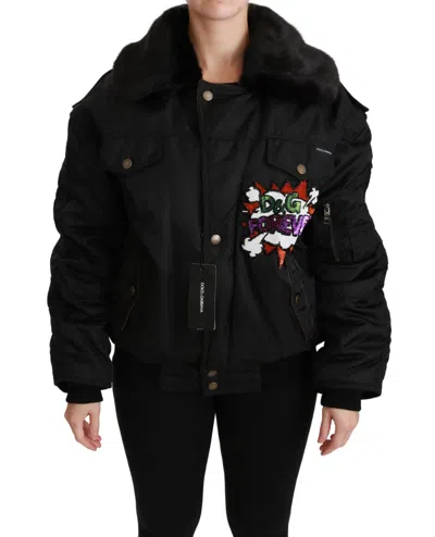 Dolce & Gabbana Elegant Black Bomber Jacket With Detachable Features In Black