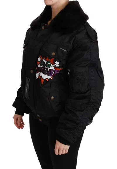 Dolce & Gabbana Elegant Black Bomber Jacket With Detachable Features In Black