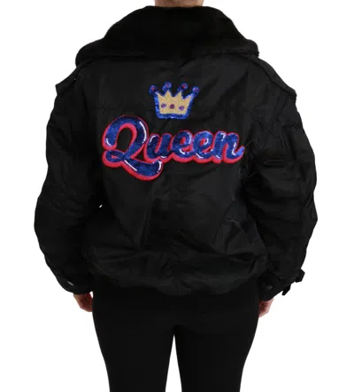 Dolce & Gabbana Elegant Black Bomber Jacket With Detachable Features In Black