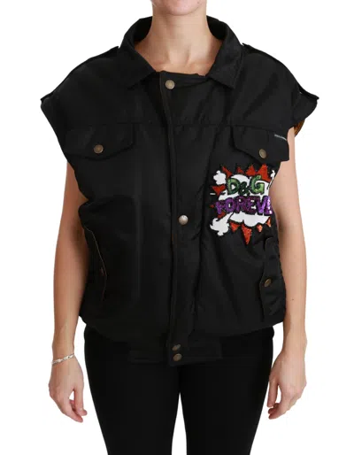 Dolce & Gabbana Elegant Black Bomber Jacket With Detachable Features In Black