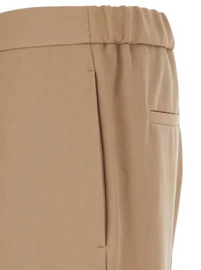 Shop Jil Sander Beige Pants With Elastic Waistband In Wool Man