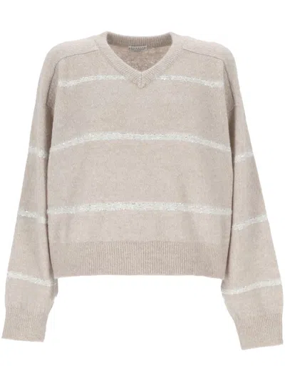 Shop Brunello Cucinelli Sweaters In Oyster