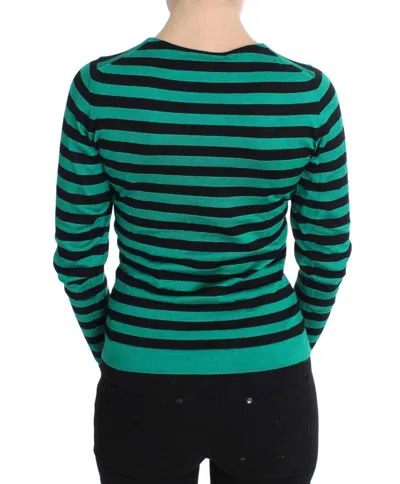 Dolce & Gabbana Green Black Silk Cashmere Sweater In Green