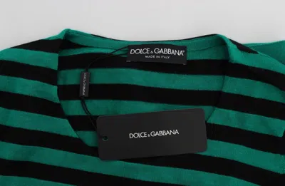 Dolce & Gabbana Green Black Silk Cashmere Sweater In Green