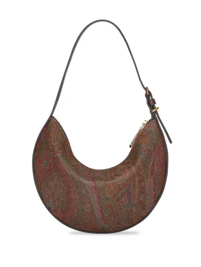 Etro Hobo M Brown Paisley Fabric Shoulder Bag