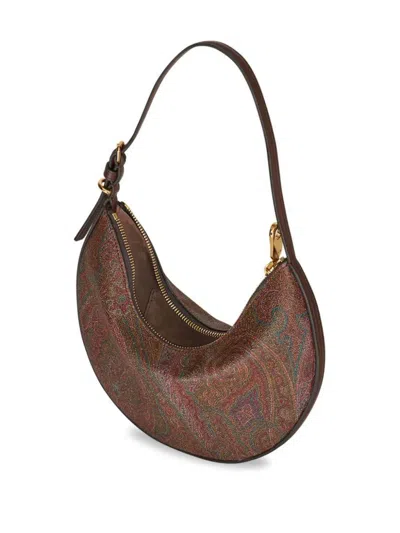 Etro Hobo M Brown Paisley Fabric Shoulder Bag