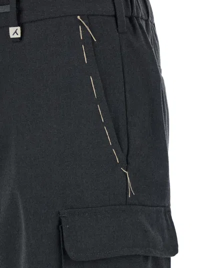 Shop Myths Grey Straight Pants With Drawstring In Stretch Fabric Man