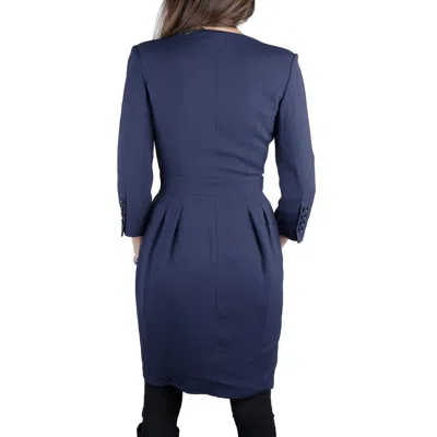 Elisabetta Franchi Elegant V-neck Belted Dress In Blue In Blue