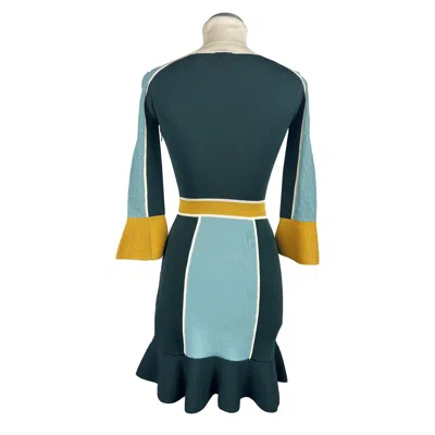 Elisabetta Franchi Emerald Elegance Turtle Neck Stretch Dress In Green