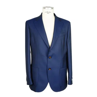 Emilio Romanelli Blue Wool Blazer In Blue