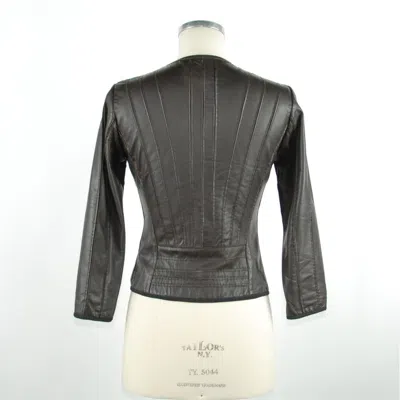 Emilio Romanelli Sleek Black Leather Jacket For Elegant Evenings In Black