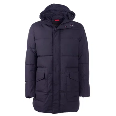 Emilio Romanelli Sleek Blue Men's Jacket With Removable Hood In Blue