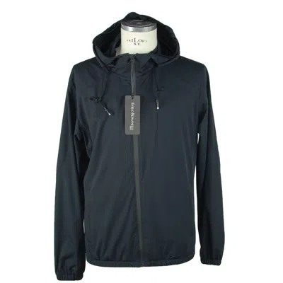 Emilio Romanelli Sleek Hooded Full Zip Jacket In Black In Black