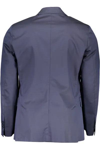 Gant Blue Cotton Men Jacket In Blue