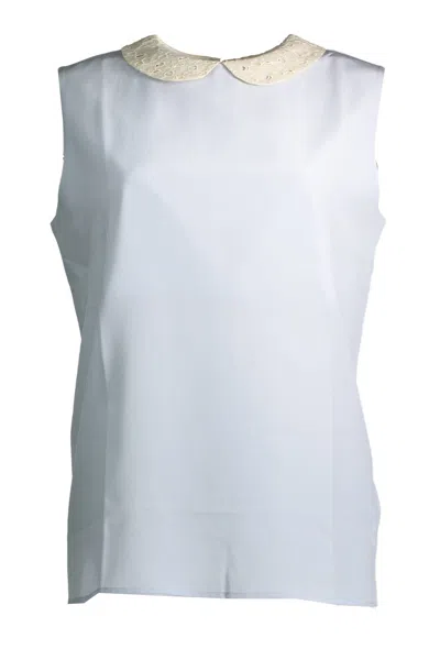 Gant Ele Silk Tank With Removable Collar In Light Blue