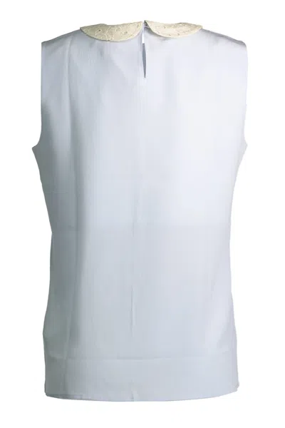 Gant Ele Silk Tank With Removable Collar In Light Blue