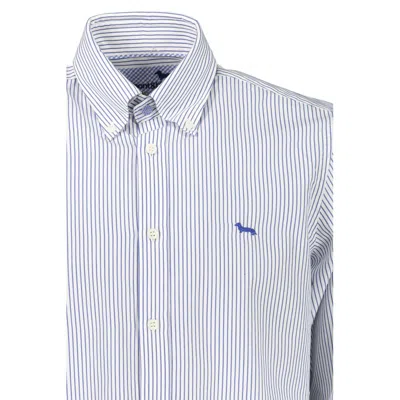 Harmont & Blaine Elegant Striped Button-down Cotton Shirt In Blue