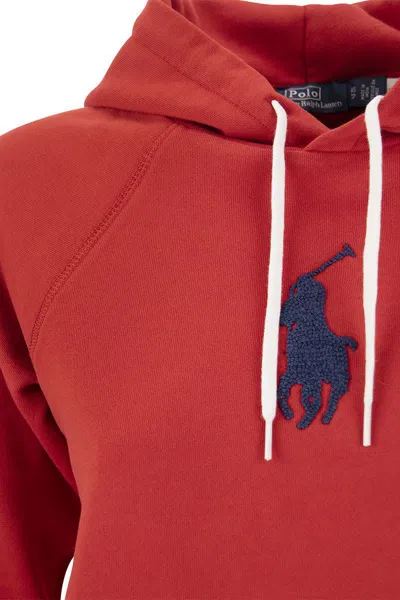 Shop Polo Ralph Lauren Big Pony Hoodie In Red